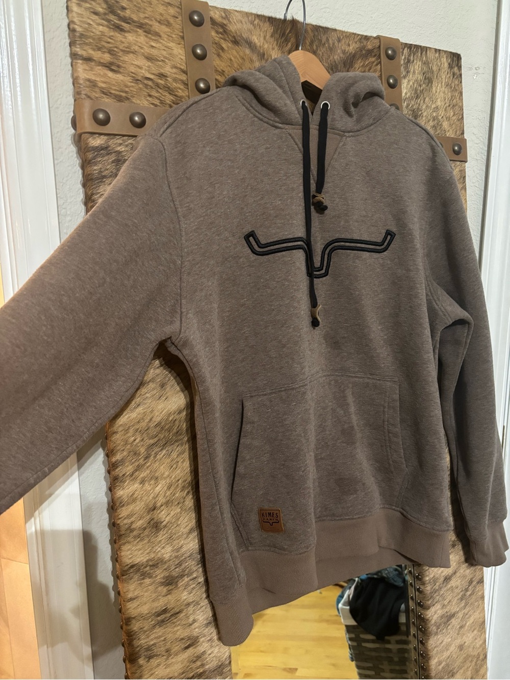 Kimes Ranch fast taller Brown Hooded Pullover with Embroidered Steer Logo